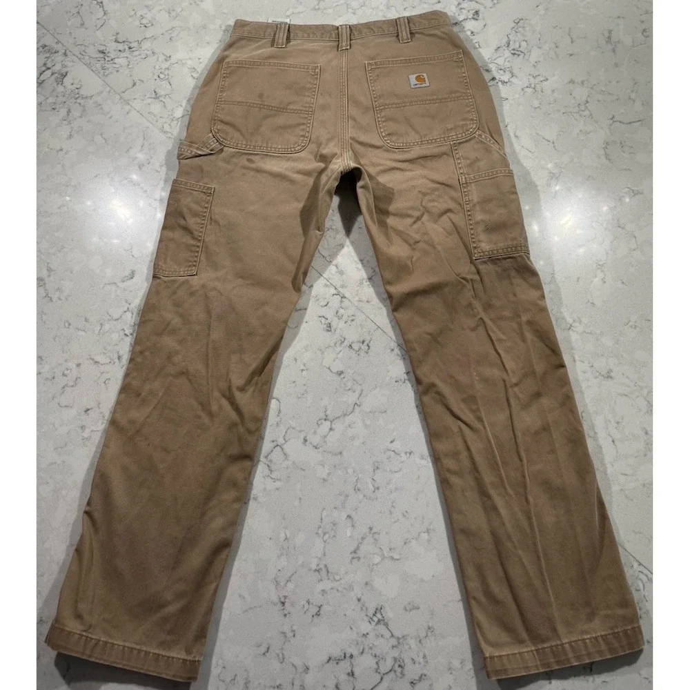 Carhartt Mens 32x30 Khaki Relaxed Fit Carpenter Utility Workwear B324 DKH Pants